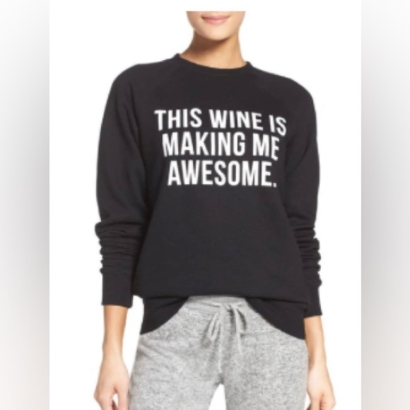 Brunette the label “This Wine is Making Me Awesome" Sweatshirt S/M - Picture 2 of 9